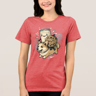 Camiseta Triblenda Corgi cachorro feliz y lindo leche y galletas