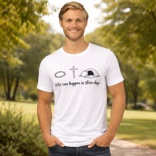 Camiseta Triblenda Corona de Espinas, Cruz y Tumba Vacía, Cristiano 