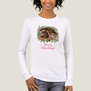 Camiseta Triblenda Corona de fotos familiar personalizada Feliz Navid