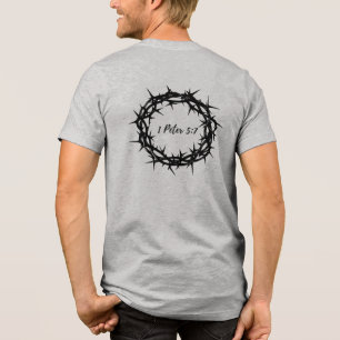 Camiseta Triblenda Corona de morena negra con verso de la Biblia 1 Pe