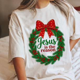 Camiseta Triblenda Corona de Navidad Jesús Es La Razón