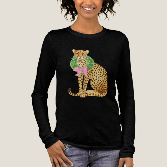 Camiseta Triblenda Corona de Navidad Leopardo  (Anverso)
