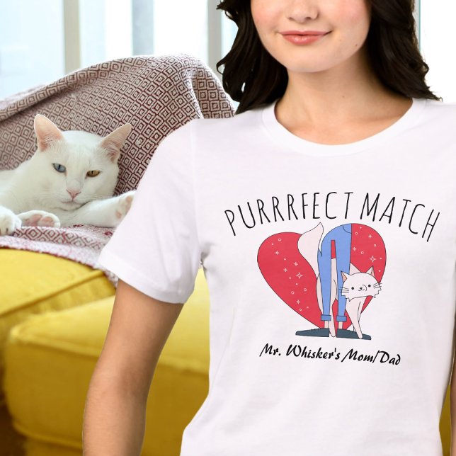 Camiseta Triblenda Correspondencia perfecta Parejas Gato Gato Gato Ga (Purrrfect Match Couples Perfect Cat Mom Cat Dad Tri-Blend Shirt BFF)
