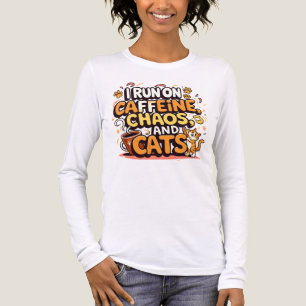 Camiseta Triblenda Corro con cafeína, caos y gatos