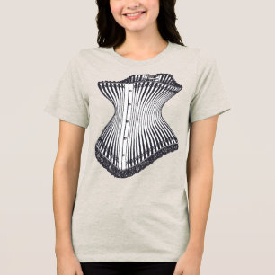 Camiseta Triblenda Corsé reloj de arena estilo vintage negro y blanco