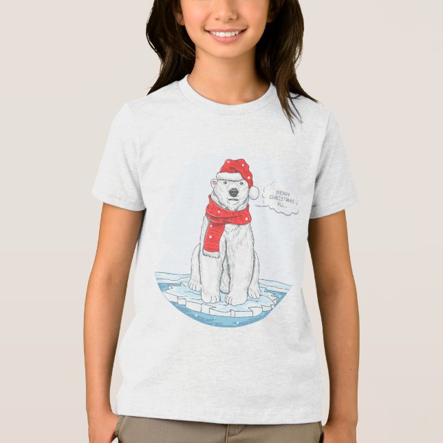 Camiseta Triblenda Corta Feliz Navidad oso polar (Anverso)