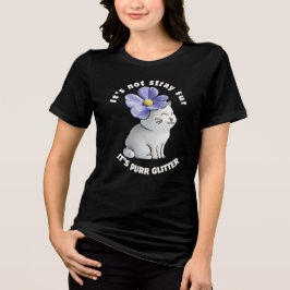 Camiseta Triblenda Cortar gato con Gorra de flor - Cita de Purpurina 