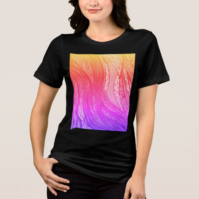Camiseta Triblenda cosecha de arcoiris rosa de las mujeres (Anverso)