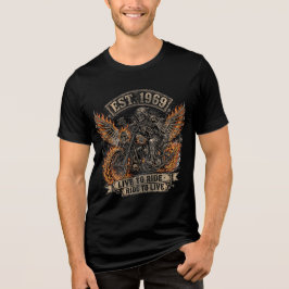 Camiseta Triblenda Cosechadora Fantasma Motociclista ,Vive para Condu
