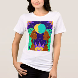 Camiseta Triblenda Cosmic Duality: Sun, Moon, and Sisterhood