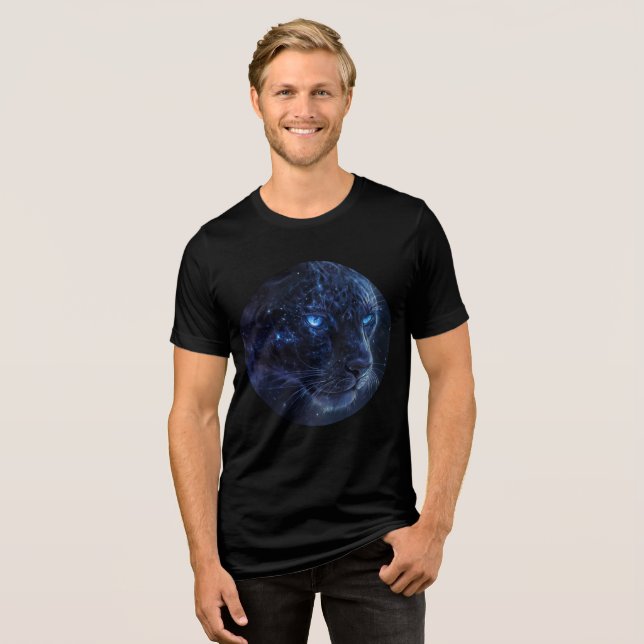 Camiseta Triblenda Cosmic Panther with Glowing Blue Eyes (Anverso Completo)