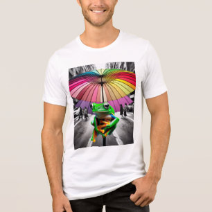 Camiseta Triblenda "Cosmosa rana chillando bajo un paraguas