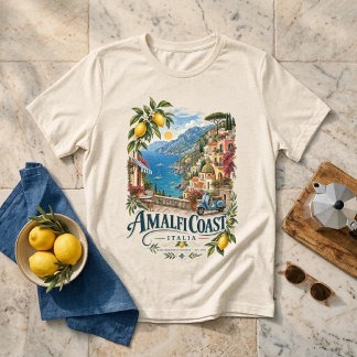 Camiseta Triblenda Costa Amalfitana Italia Vintage Mediterráneo Veran