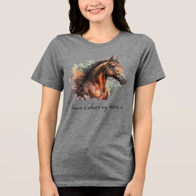 Camiseta Triblenda Cotización de caballos Personalizado de acuarela F (Anverso)