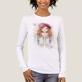 Camiseta Triblenda Cottagecore Style Rose Flower Girl Graphic T-Shirt
