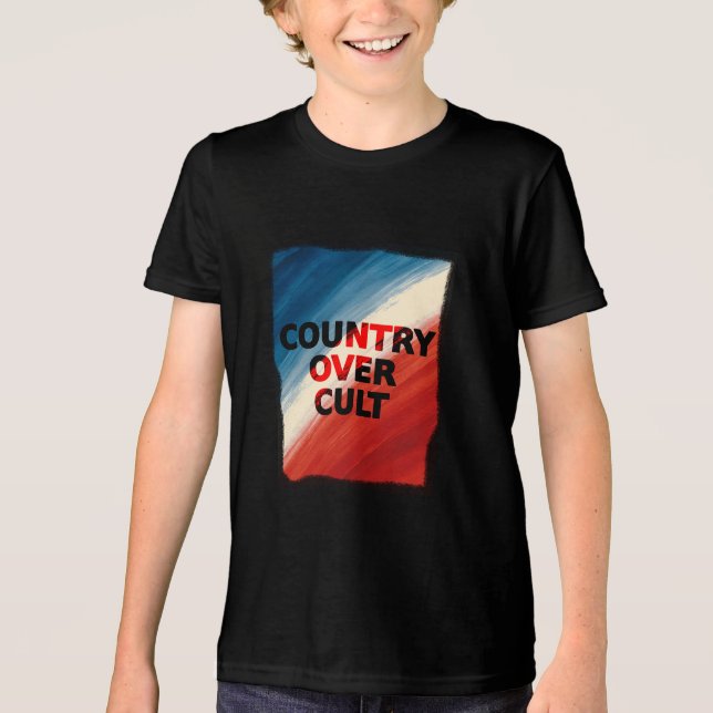 Camiseta Triblenda Country Over Cult – Patriotic Paint Streaks (Anverso)