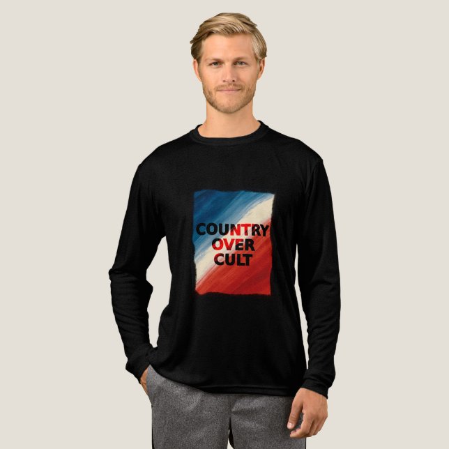 Camiseta Triblenda Country Over Cult – Patriotic Paint Streaks (Anverso Completo)