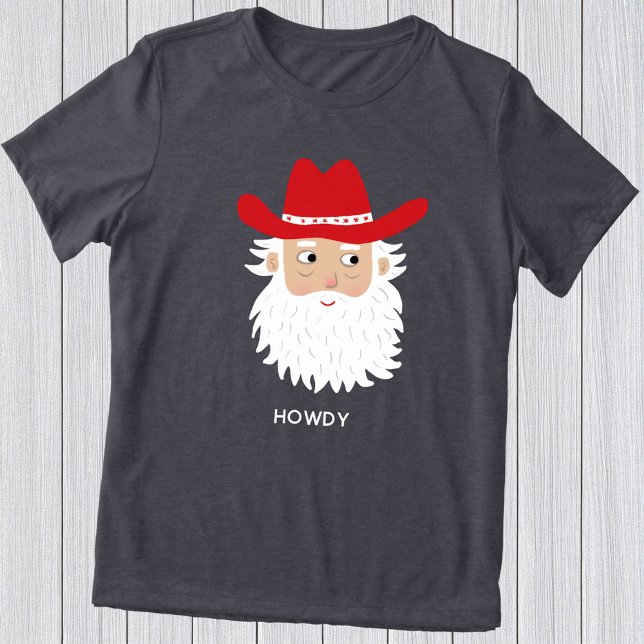 Camiseta Triblenda Cowboy Santa Claus Custom Text Christmas (Fun Cowboy Santa Claus Western Christmas custom text personalized t-shirt)