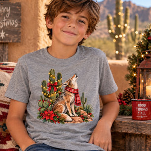 Camiseta Triblenda Coyote del desierto en Navidad al suroeste