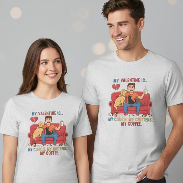 Camiseta Triblenda Cozy Couch Critters Coffee Valentine Lovers Gift (Subido por el creador)