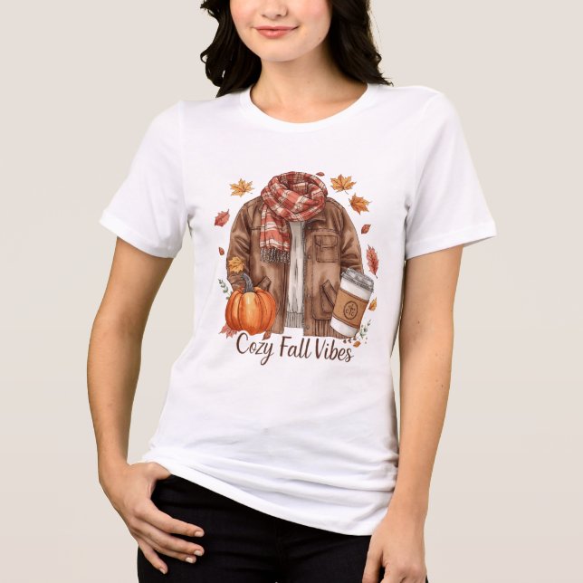 Camiseta Triblenda Cozy Fall Vibes T-Shirt – Autumn Outfit Aesthetic (Anverso)