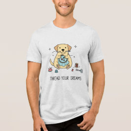 Camiseta Triblenda Cozy Yellow Labrador Dog Embroidery Cute Crafting
