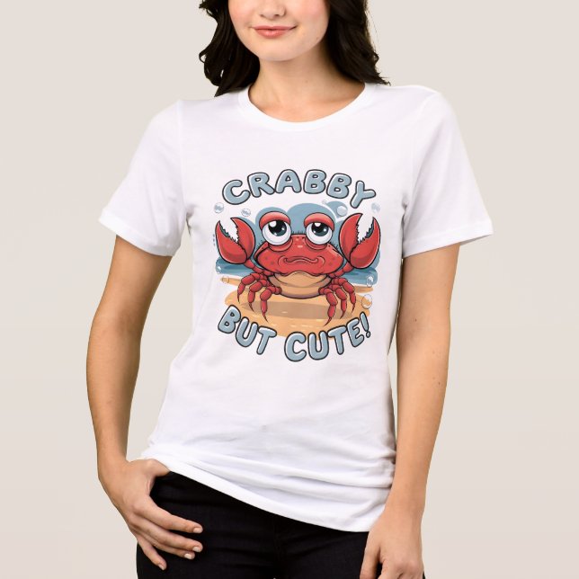 Camiseta Triblenda Crabby pero lindo - Funny diseño de cangrejo kawai (Anverso)