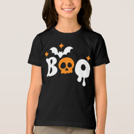 Camiseta Triblenda Cráneo de Boo de Halloween bate tipografía moderna