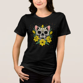 Camiseta Triblenda Cráneo de gatos y Daffodil de Marzo