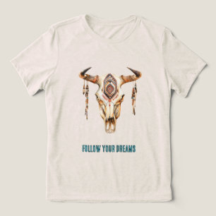 Camiseta Triblenda Cráneo de trompetas tribales nativas