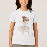Camiseta Triblenda Cream Gold Star Ballerina Watercolor Little Girl<br><div class="desc">Dream among the stars! This exquisite watercolor illustration features a serene little ballerina in a delicate cream-colored tutu sprinkled with shimmering gold stars. With her hair swept into a neat bun adorned with a pink bow and tiny sparkles, this hand-painted dancer radiates elegance and charm. Perfect for sophisticated nursery wall...</div>