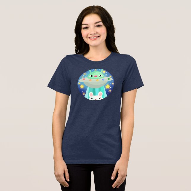 Camiseta Triblenda Creatura Cuidada Del Espacio Y Conejo De Conejo (Anverso Completo )
