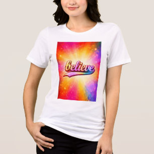 Camiseta Triblenda Cree Tipografía Colorida Inspiradora