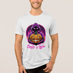 Camiseta Triblenda Creep it Real, Horror ilustracion Halloween
