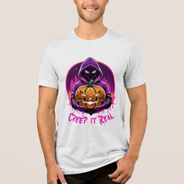 Camiseta Triblenda Creep it Real, Horror ilustracion Halloween (Anverso)
