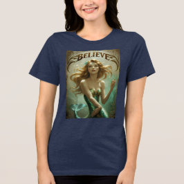 Camiseta Triblenda Creer Mermaid Art Mujeres Inspiradoras Ocean Tee