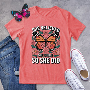 Camiseta Triblenda Creía - Tee de empoderamiento de mariposas monarca