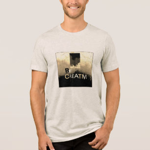 Camiseta Triblenda Crema "Sé creativo" Tan Taupe Arte abstracto negro