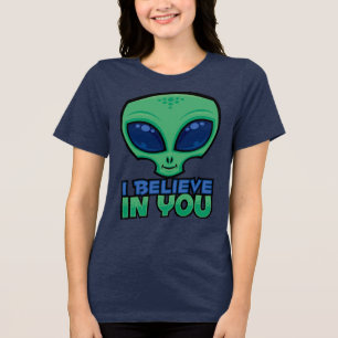 Camiseta Triblenda Creo en ti Alien de Dibujos Animados Amigable