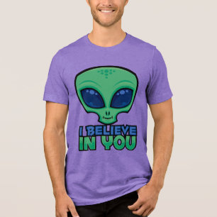 Camiseta Triblenda Creo en ti Alien de Dibujos Animados Amigable