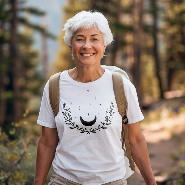 Camiseta Triblenda Crescent Moon y deja el arte de la línea Boho (Subido por el creador)