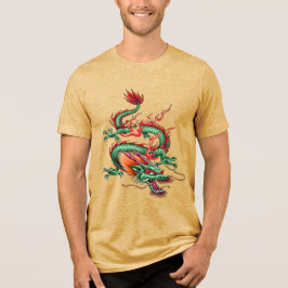Camiseta Triblenda Criatura Mítica Dragón Verde Oriental Chino