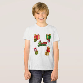 Camiseta Triblenda Criatura verde de Navidad con cajas de regalo
