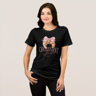 Camiseta Triblenda Croissant Coquette Francés con Lazo Rosa Suave