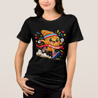 Camiseta Triblenda Croissant Corredor Caricatura Línea de Meta Sprint