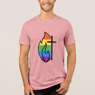 Camiseta Triblenda Cruz de llama arcoíris vintage diseño vectorial cr