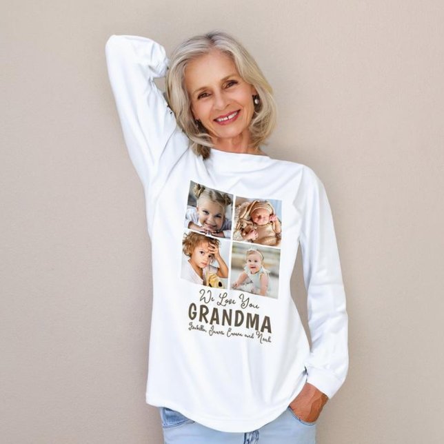 Camiseta Triblenda Cuadrícula de Collage de fotos de abuela personali (Subido por el creador)