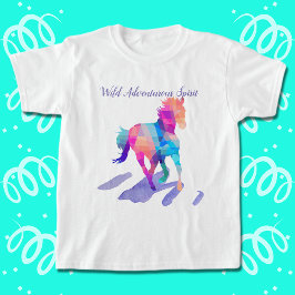 Camiseta Triblenda Cubismo arcoiris en caballo salvaje