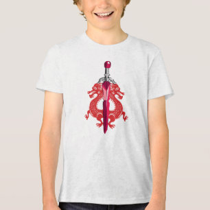 Camiseta Triblenda Cuchilla de Cresta de Dragón Rojo