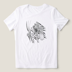 Camiseta Triblenda Cuerno Negro Blanco Arte de Tatuaje Tribal Abstrac